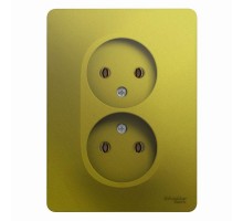 Розетка 2-м СП Glossa 16А IP20 без заземл. в сборе фисташк. SchE GSL001020