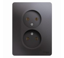 Розетка 2-м СП Glossa 16А IP20 без заземл. в сборе графит SchE GSL001320