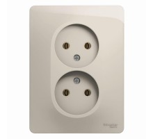 Розетка 2-м СП Glossa 16А IP20 без заземл. в сборе молоч. SchE GSL000920