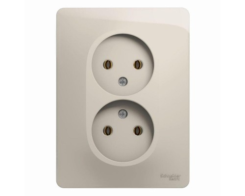 Розетка 2-м СП Glossa 16А IP20 без заземл. в сборе молоч. SchE GSL000920