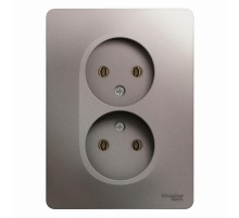 Розетка 2-м СП Glossa 16А IP20 без заземл. в сборе платина SchE GSL001220