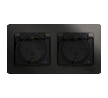 Розетка 2-м СП Glossa 16А IP44 защ. шторки с заземл. в сборе антрацит SchE GSL000747