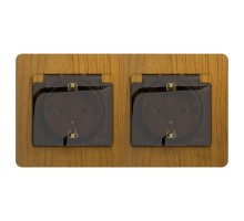Розетка 2-м СП Glossa 16А IP44 защ. шторки с заземл. в сборе дуб SchE GSL000547