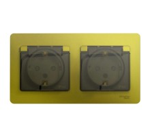 Розетка 2-м СП Glossa 16А IP44 защ. шторки с заземл. в сборе фисташк. SchE GSL001047