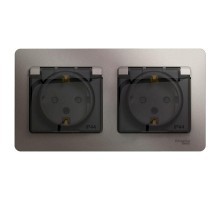 Розетка 2-м СП Glossa 16А IP44 защ. шторки с заземл. в сборе платина SchE GSL001247