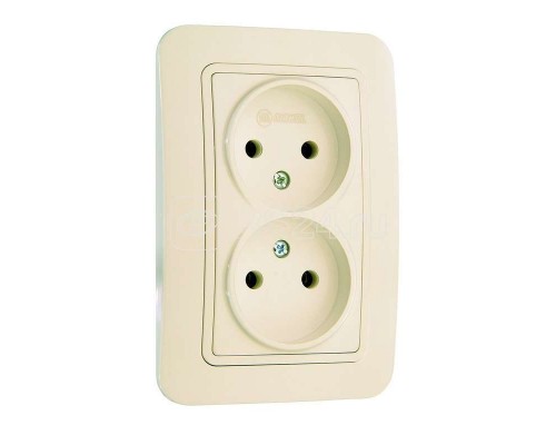 Розетка 2-м СП Lillium 16А IP20 без заземл. крем/крем Makel 70217