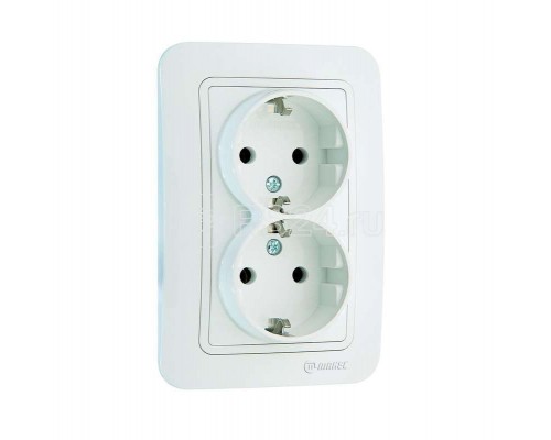 Розетка 2-м СП Lillium 16А IP20 с заземл. бел./бел. Makel 70082