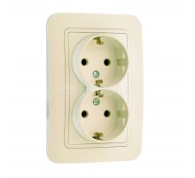 Розетка 2-м СП Lillium 16А IP20 с заземл. крем/крем Makel 70282