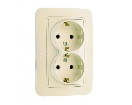 Розетка 2-м СП Lillium 16А IP20 с заземл. крем/крем Makel 70282