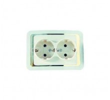 Розетка 2-м СП Mimoza 10А IP20 с заземл. крем/зол. Makel 12682