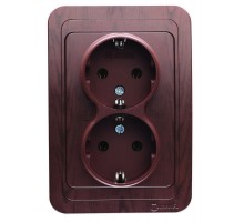 Розетка 2-м СП Mimoza 16А IP20 с заземл. орех Makel 24082