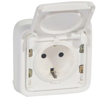 Розетка 2-м СП Plexo Artic 16А нем. станд. с заземл. в сборе IP55 бел. Leg 070773