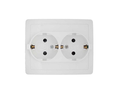 Розетка 2-м СП Simon15 16А 250В защ. шторки винт. клеммы с заземл. бел. Simon 1590451-030