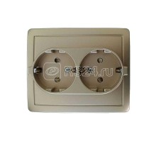Розетка 2-м СП Simon15 16А 250В защ. шторки винт. клеммы с заземл. шампань Simon 1590451-034