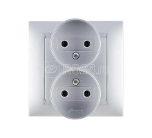 Розетка 2-м СП Simon15 без заземл. алюм. Simon 1590457-033