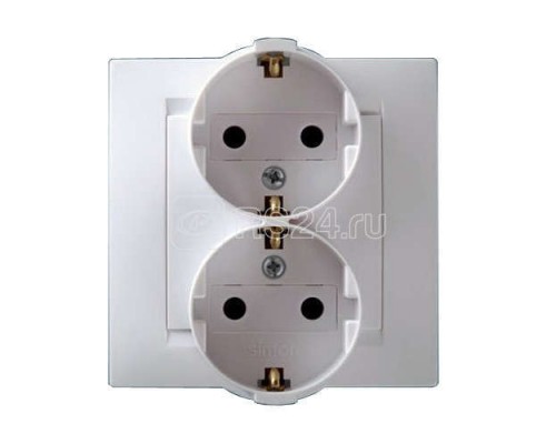 Розетка 2-м СП Simon15 с заземл. бел. Simon 1590459-030