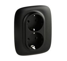 Розетка 2-м СП Valena Allure 16А IP20 250В 2х2К+З с лиц. панелью защ. шторки безвинт. зажимы антрацит Leg 753936
