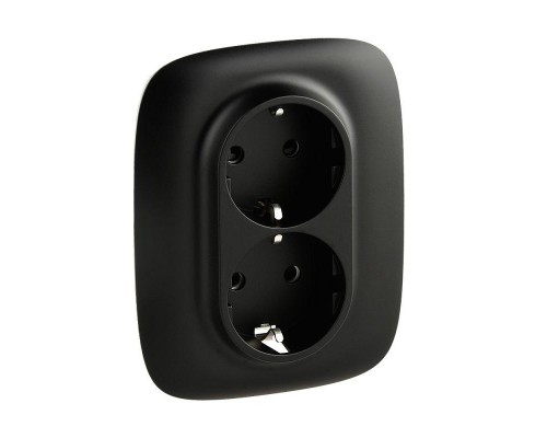 Розетка 2-м СП Valena Allure 16А IP20 250В 2х2К+З с лиц. панелью защ. шторки безвинт. зажимы антрацит Leg 753936
