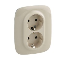 Розетка 2-м СП Valena Allure 16А IP20 250В 2х2К+З с лиц. панелью защ. шторки безвинт. зажимы сл. кость Leg 753826