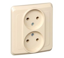 Розетка 2-м СП Этюд 16А IP20 без заземл. крем. SchE PC16-005K