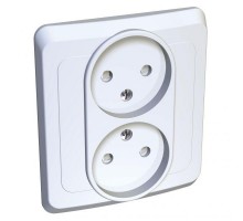 Розетка 2-м СП Этюд 16А IP20 защ. шторки без заземл. бел. SchE PC16-006B