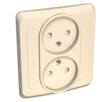Розетка 2-м СП Этюд 16А IP20 защ. шторки без заземл. крем. SchE PC16-006K