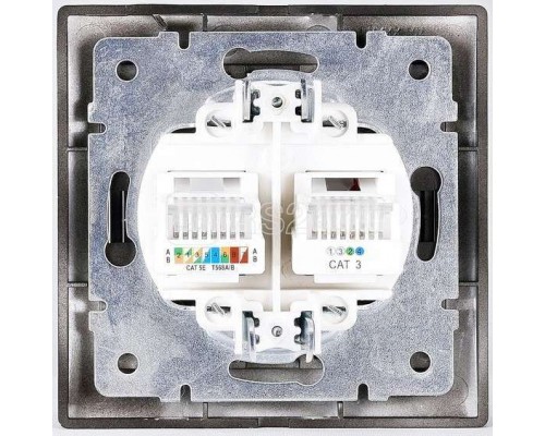Розетка 2-м СП Мира 16А IP20 без заземл. керам. черн. бархат LEZARD 701-4242-128