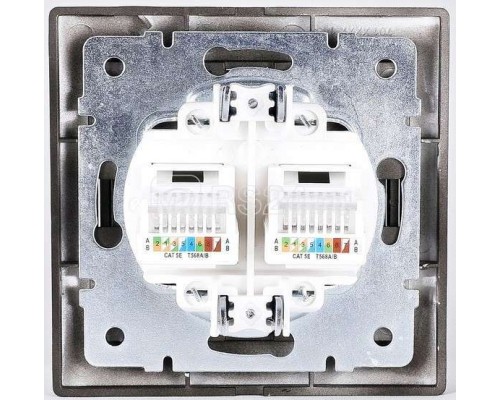Розетка 2-м СП Мира 16А IP20 с заземл. керам. черн. бархат LEZARD 701-4242-127