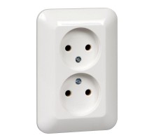 Розетка 2-м СП Прима 16А IP20 без заземл. без защ. шторок (розн. упак.) бел. SchE RS16-211-BI