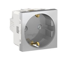 Розетка 2-мод. UNICA MODULAR защ. шторок с заземл. винт. зажим 16А 250В алюм. SchE NU303730