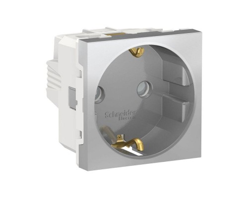 Розетка 2-мод. UNICA MODULAR защ. шторок с заземл. винт. зажим 16А 250В алюм. SchE NU303730