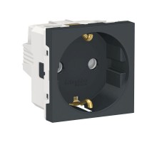 Розетка 2-мод. UNICA MODULAR защ. шторок с заземл. винт. зажим 16А 250В антрацит SchE NU303754