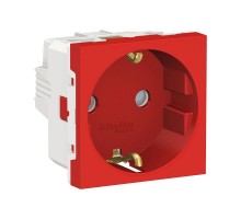 Розетка 2-мод. UNICA MODULAR защ. шторок с заземл. винт. зажим 16А 250В красн. SchE NU303703