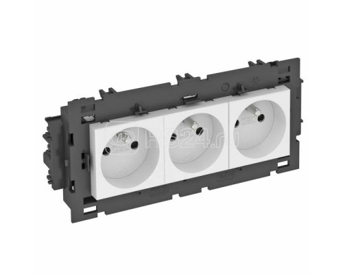 Розетка 3-м 0град. Modul45connect франц. стандарт 250В 16А бел. OBO 6120642