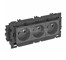 Розетка 3-м 0град. Modul45connect франц. стандарт 250В 16А черн. OBO 6120650