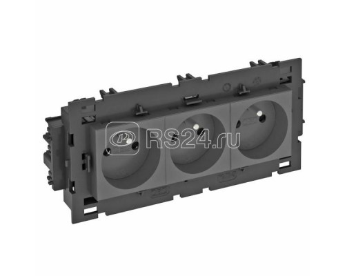 Розетка 3-м 0град. Modul45connect франц. стандарт 250В 16А черн. OBO 6120650