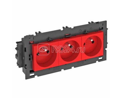 Розетка 3-м 0град. Modul45connect франц. стандарт 250В 16А красн. OBO 6120648