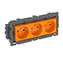 Розетка 3-м 0град. Modul45connect франц. стандарт 250В 16А оранж. OBO 6120644