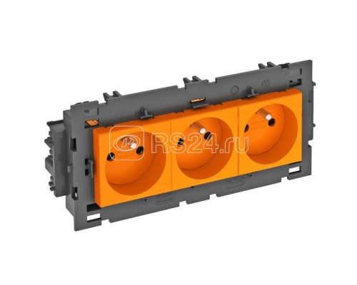 Розетка 3-м 0град. Modul45connect франц. стандарт 250В 16А оранж. OBO 6120644