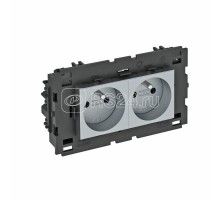 Розетка 3-м 0град. Modul45connect франц. стандарт 250В 16А серебр. OBO 6120632