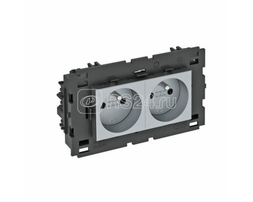 Розетка 3-м 0град. Modul45connect франц. стандарт 250В 16А серебр. OBO 6120632
