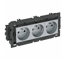 Розетка 3-м 0град. Modul45connect франц. стандарт 250В 16А серебр. OBO 6120652