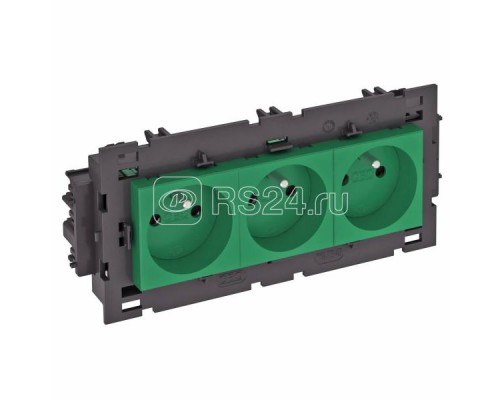 Розетка 3-м 0град. Modul45connect франц. стандарт 250В 16А зел. OBO 6120646