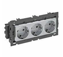 Розетка 3-м 0град. Modul45connect с заземл. 250В 16А алюм. OBO 6120462