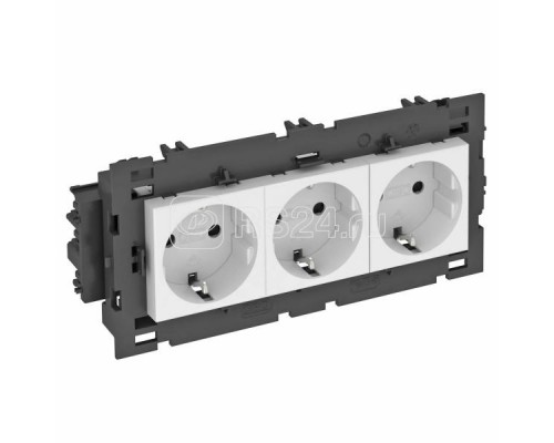 Розетка 3-м 0град. Modul45connect с заземл. 250В 16А бел. OBO 6120452