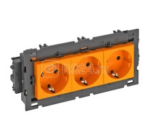 Розетка 3-м 0град. Modul45connect с заземл. 250В 16А оранж. OBO 6120454