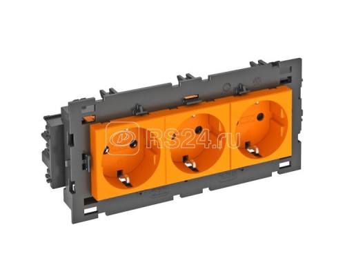 Розетка 3-м 0град. Modul45connect с заземл. 250В 16А оранж. OBO 6120454