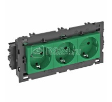 Розетка 3-м 0град. Modul45connect с заземл. 250В 16А зел. OBO 6120456