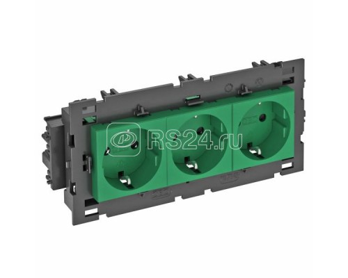 Розетка 3-м 0град. Modul45connect с заземл. 250В 16А зел. OBO 6120456