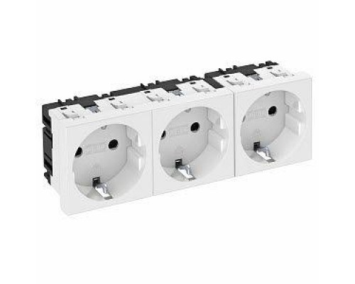 Розетка 3-м 10/16А 250В STD-D0 AL3 0град. с заземл. серебр. OBO 6120052